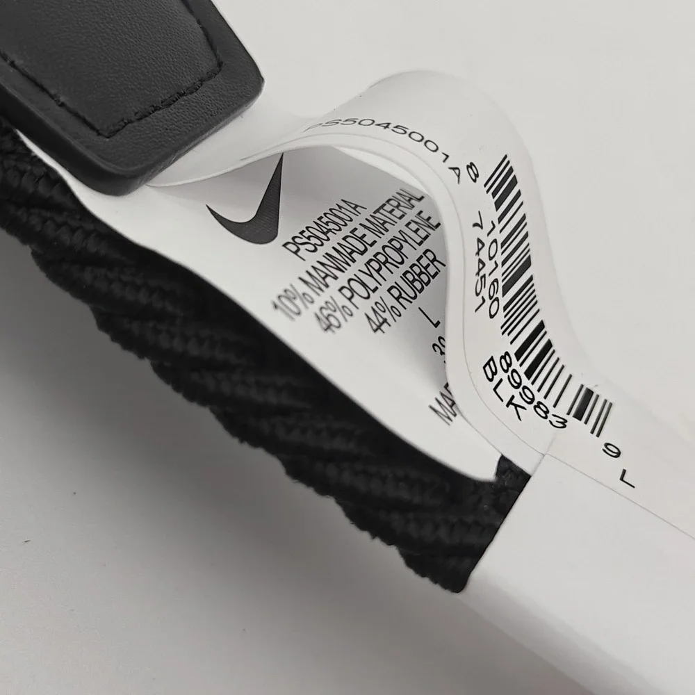 Nike Men's Stretch Woven Braided Golf Belt Black Size L 38-40 Silver Buckle NWT